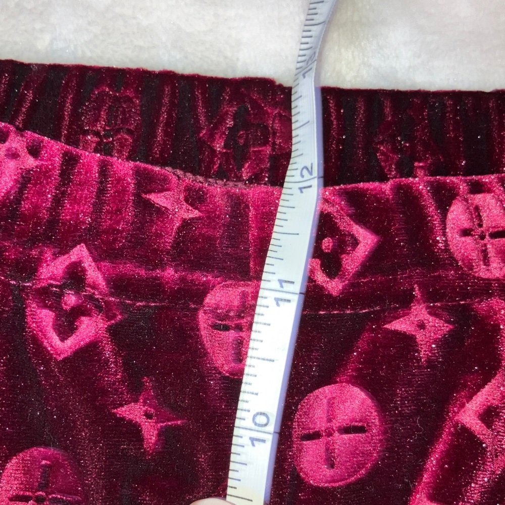 Velvet Burgundy Patterned Pants - Picture 6 of 9